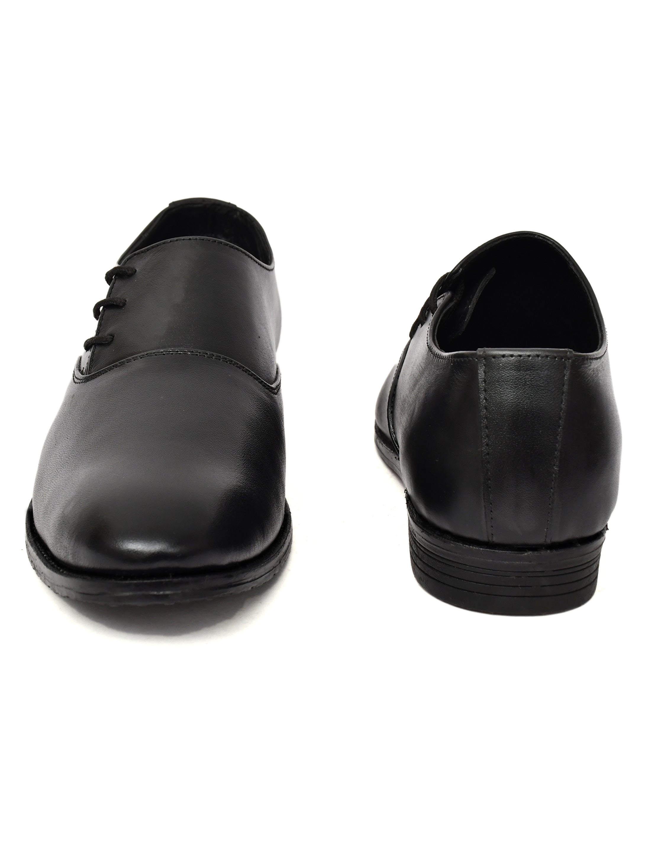 Men's Black Smooth Leather Wholecut Oxford Lace-Up Formal Shoes | Premium Minimalist Office & Wedding Wear