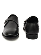 Men's Black Smooth Leather Single Monk Strap Formal Shoes | Premium Buckle Dress Shoes for Office & Wedding