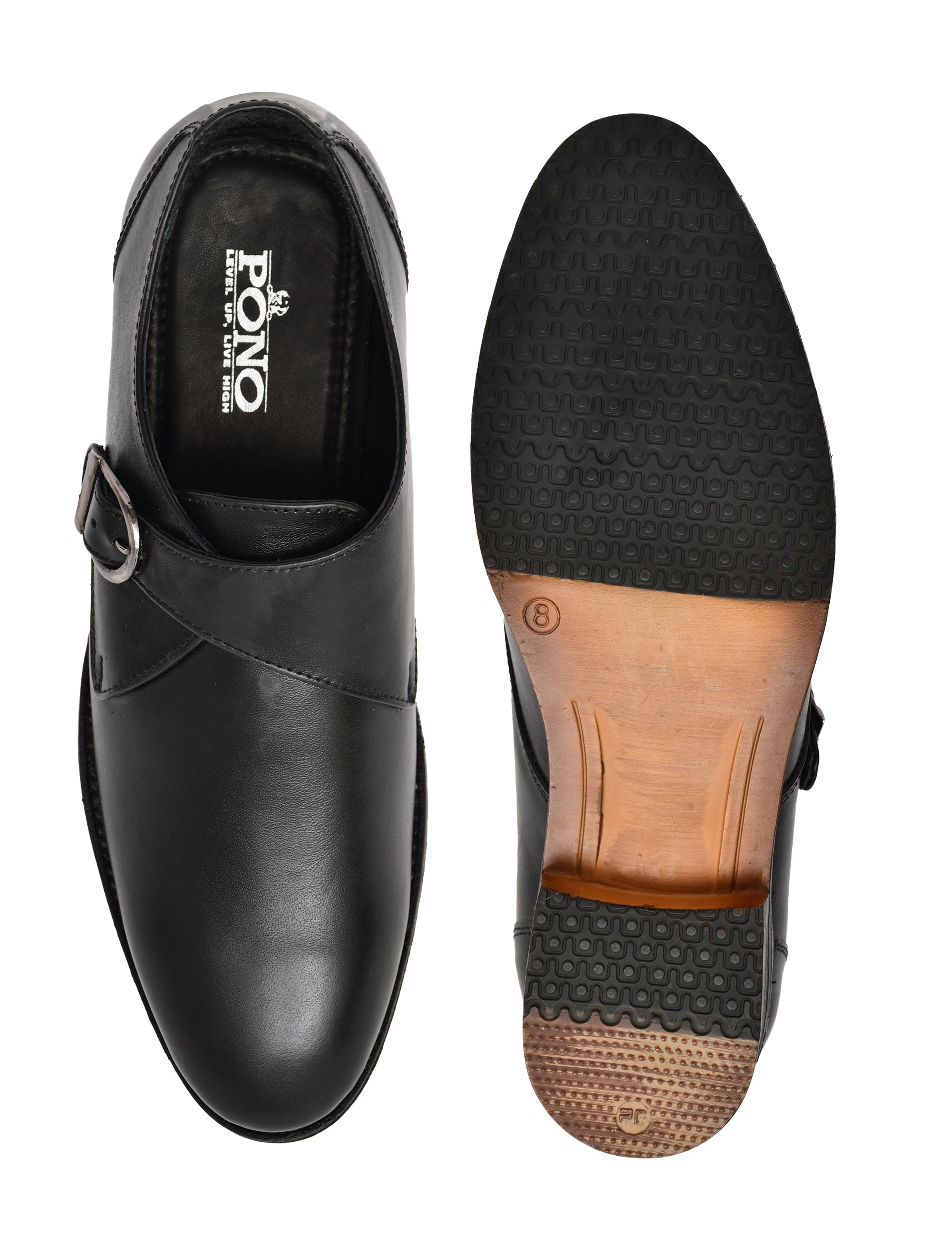 Men's Black Smooth Leather Single Monk Strap Formal Shoes | Premium Buckle Dress Shoes for Office & Wedding