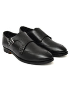 Men's Black Smooth Leather Double Monk Strap Formal Shoes | Premium Twin Buckle Dress Shoes for Office & Wedding