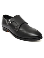 Men's Black Smooth Leather Double Monk Strap Formal Shoes | Premium Twin Buckle Dress Shoes for Office & Wedding