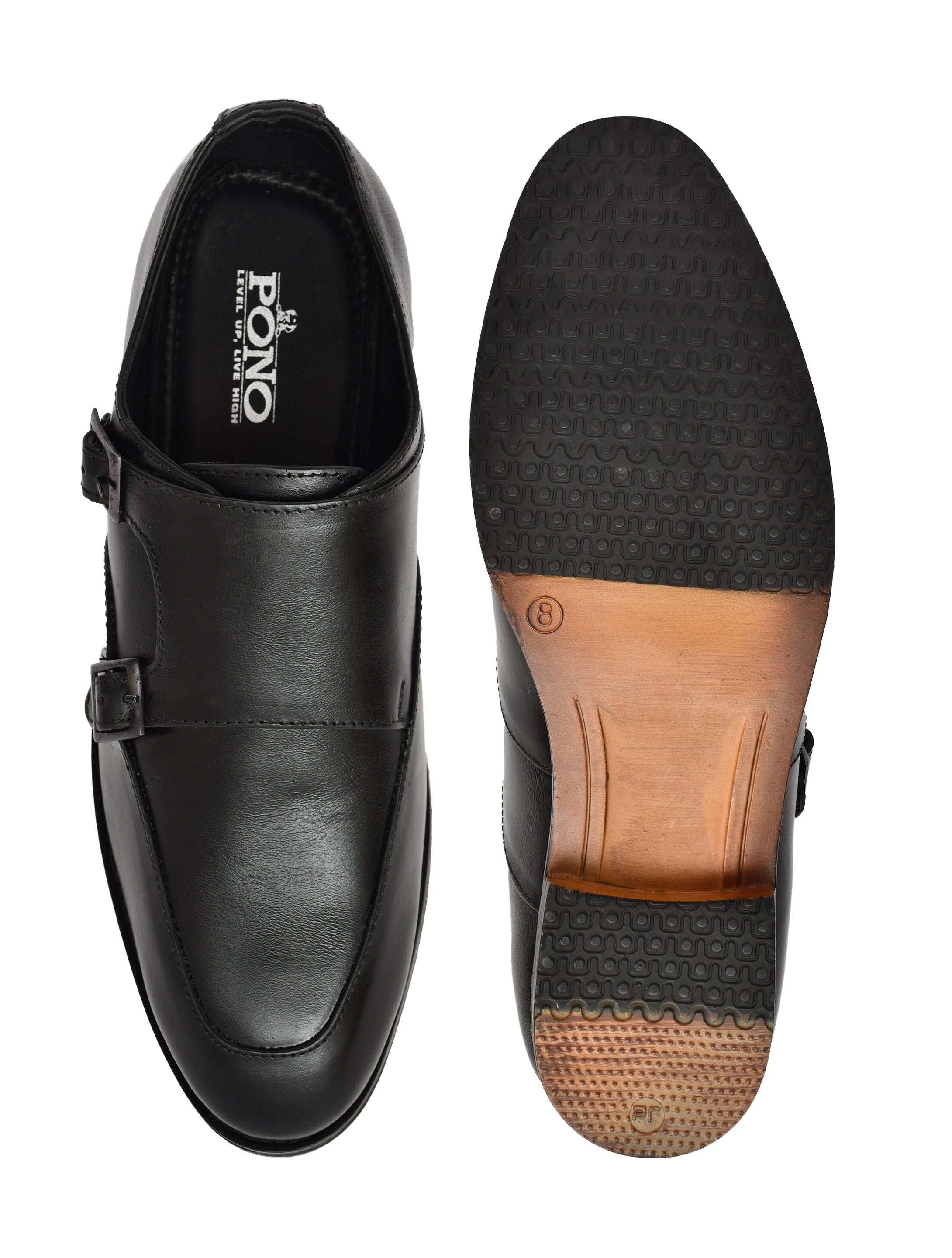 Men's Black Smooth Leather Double Monk Strap Formal Shoes | Premium Twin Buckle Dress Shoes for Office & Wedding