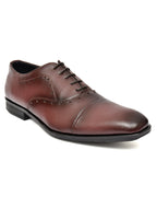 Premium Brown Genuine Leather Cap-Toe Oxford Shoes for Men | Classic Formal Lace-Up Shoes