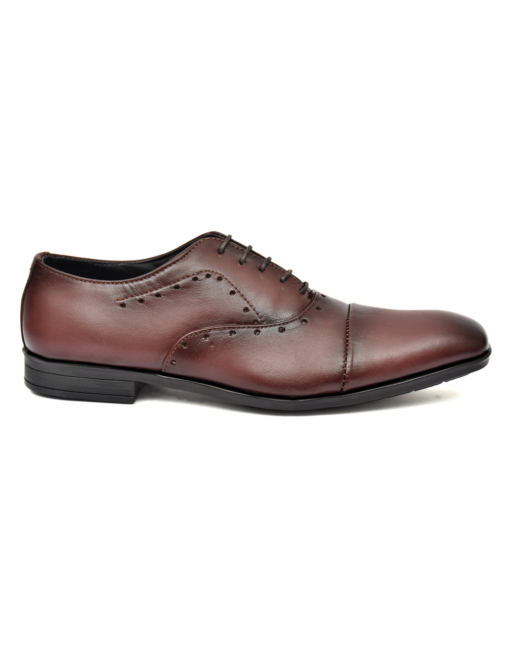 Premium Brown Genuine Leather Cap-Toe Oxford Shoes for Men | Classic Formal Lace-Up Shoes