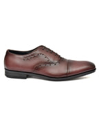 Premium Brown Genuine Leather Cap-Toe Oxford Shoes for Men | Classic Formal Lace-Up Shoes