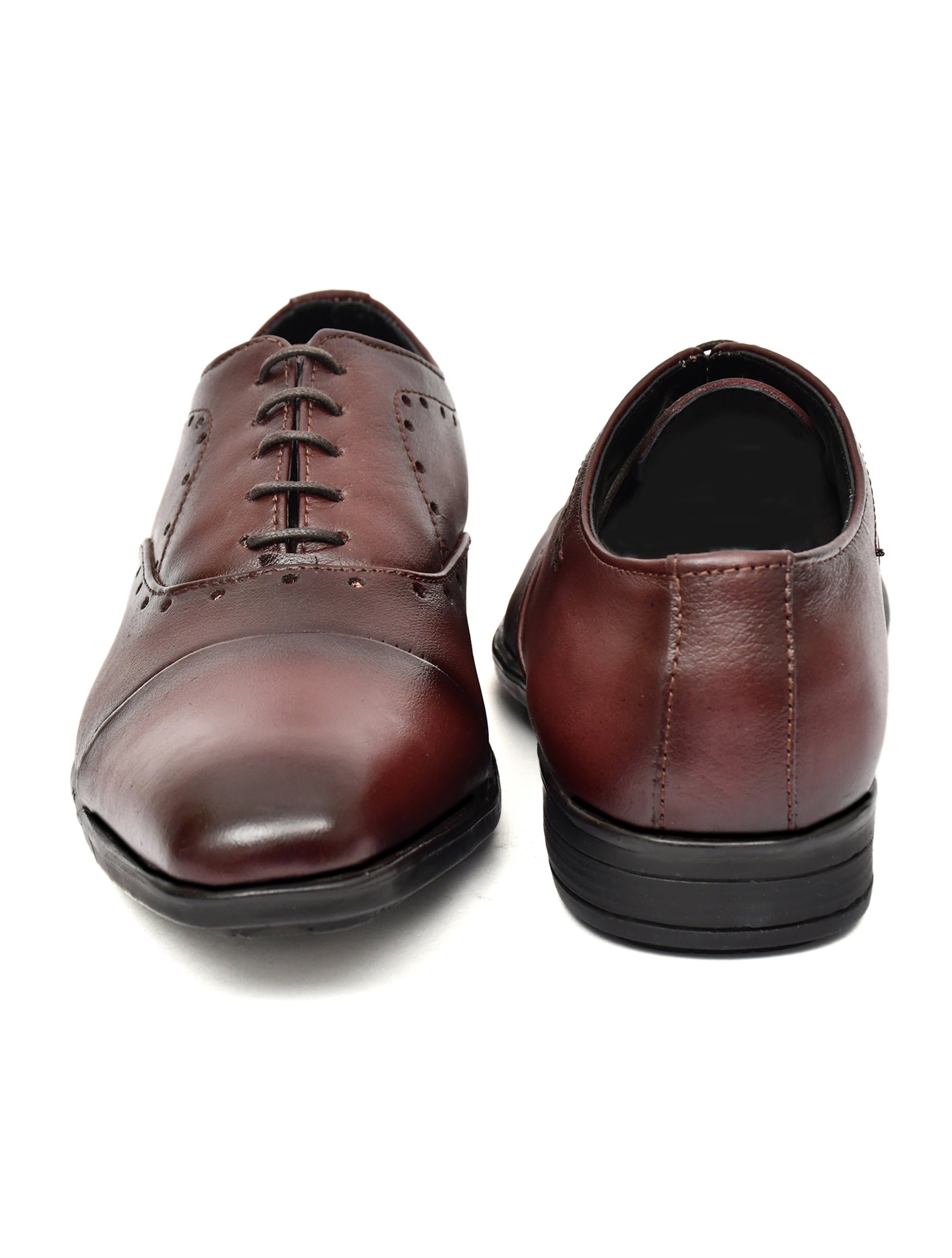 Premium Brown Genuine Leather Cap-Toe Oxford Shoes for Men | Classic Formal Lace-Up Shoes