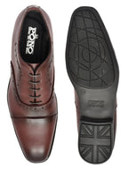 Premium Brown Genuine Leather Cap-Toe Oxford Shoes for Men | Classic Formal Lace-Up Shoes