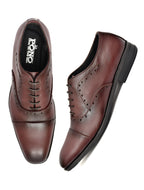Premium Brown Genuine Leather Cap-Toe Oxford Shoes for Men | Classic Formal Lace-Up Shoes