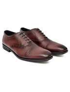 Premium Brown Genuine Leather Cap-Toe Oxford Shoes for Men | Classic Formal Lace-Up Shoes