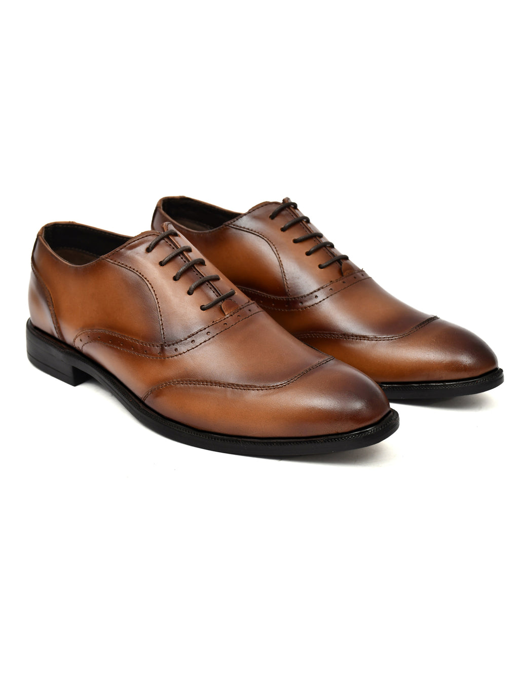 Men’s Elegant Tan Leather Oxford Shoes – Smart Formal Lace-Up Dress Shoes