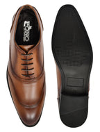 Men’s Elegant Tan Leather Oxford Shoes – Smart Formal Lace-Up Dress Shoes