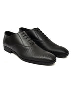 PONO Men's Premium Black Textured Leather Derby Formal Shoes