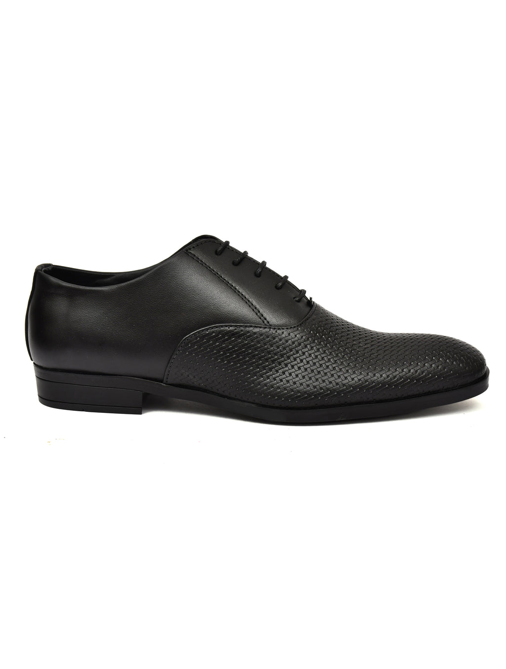 PONO Men's Premium Black Textured Leather Derby Formal Shoes