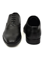 PONO Men's Premium Black Textured Leather Derby Formal Shoes