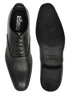 PONO Men's Premium Black Textured Leather Derby Formal Shoes