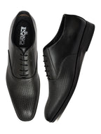 PONO Men's Premium Black Textured Leather Derby Formal Shoes