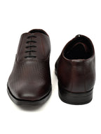 PONO Men's Premium Brown Textured Leather Derby Formal Shoes
