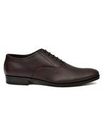PONO Men's Premium Brown Textured Leather Derby Formal Shoes