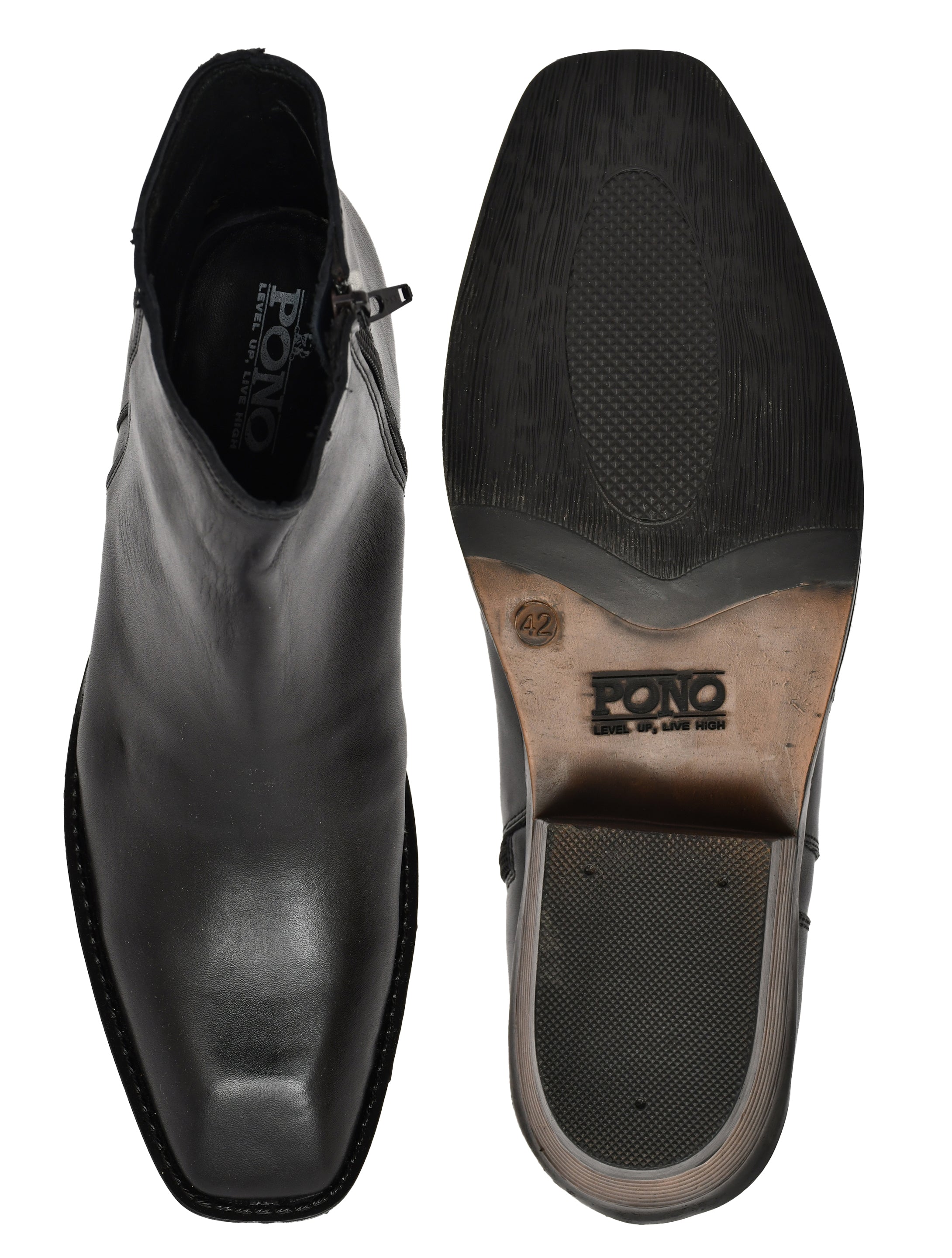 PONO Classic Black Leather Ankle Boots