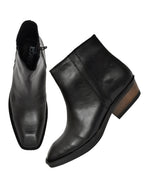 PONO Classic Black Leather Ankle Boots