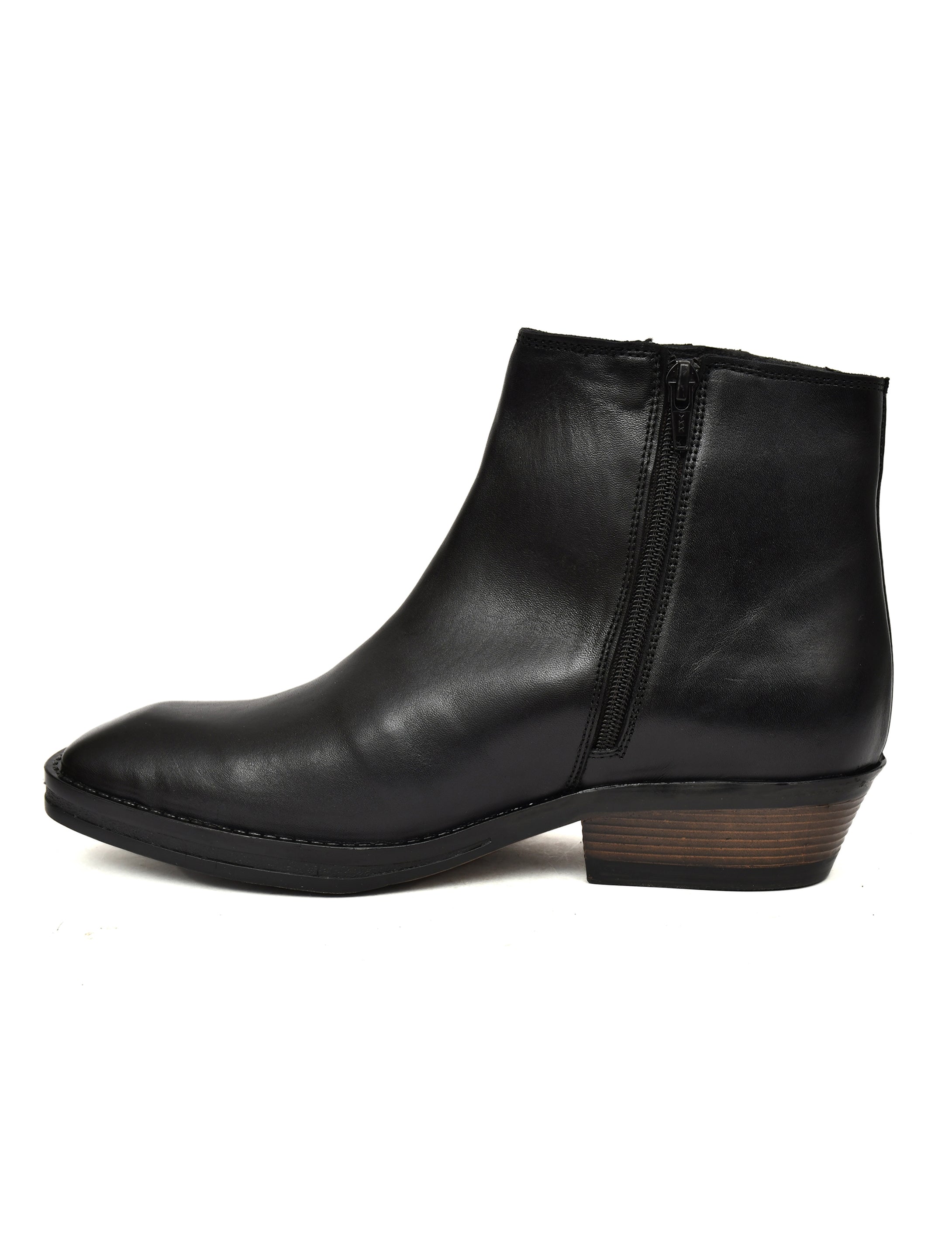 PONO Classic Black Leather Ankle Boots