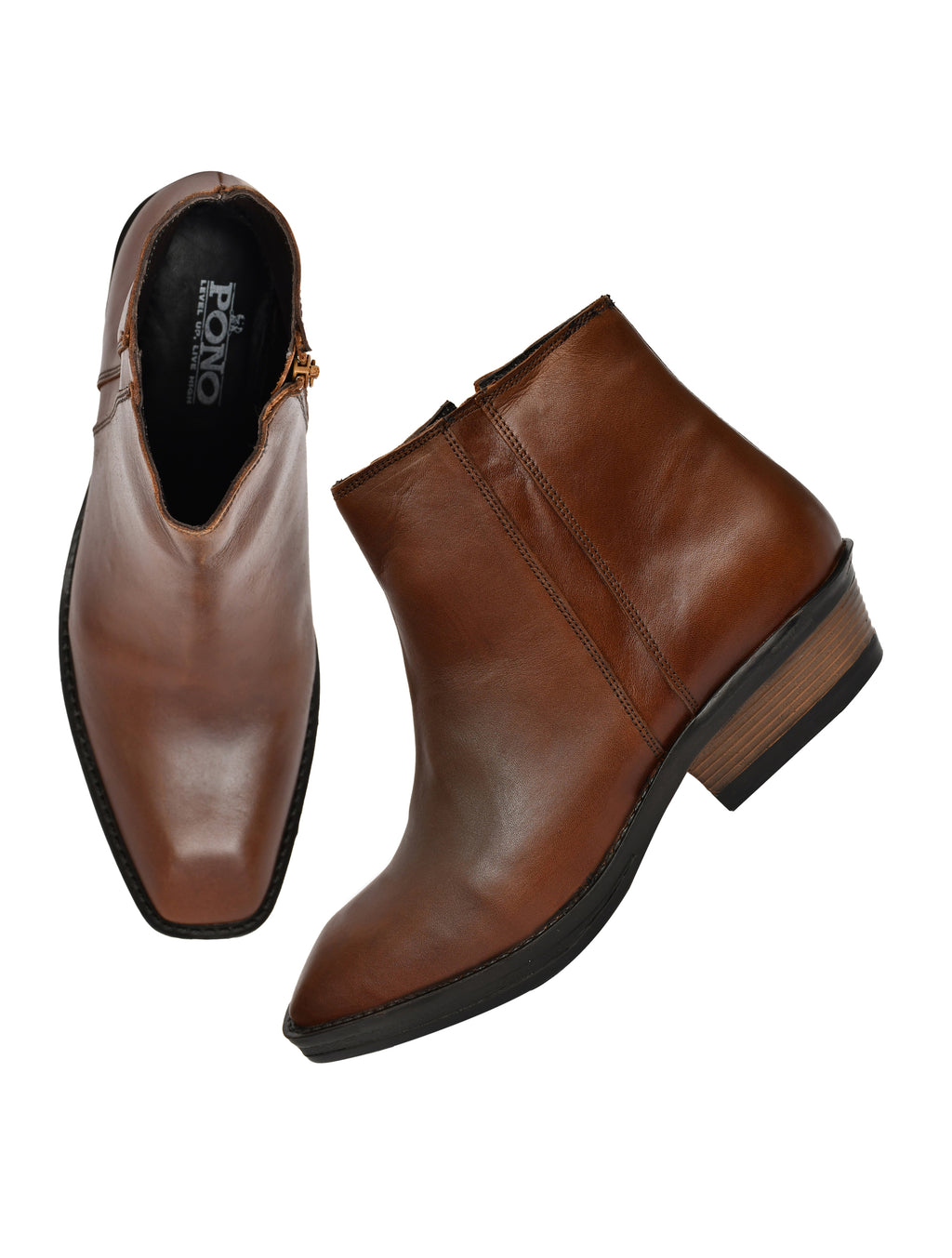 PONO Classic Tan Leather Ankle Boots