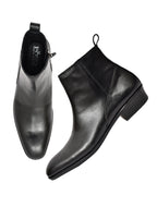 Men's Black Leather Zip-Up Ankle Boots