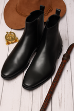 Men's Black Leather Zip-Up Ankle Boots