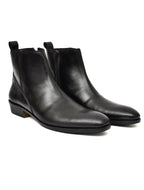 Men's Black Leather Zip-Up Ankle Boots