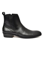 Men's Black Leather Zip-Up Ankle Boots