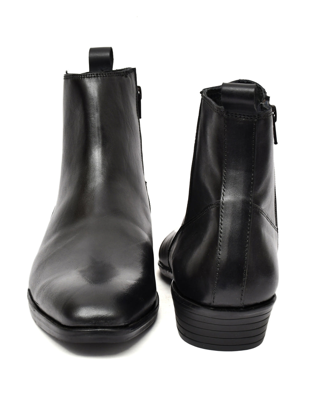 Men's Black Leather Zip-Up Ankle Boots