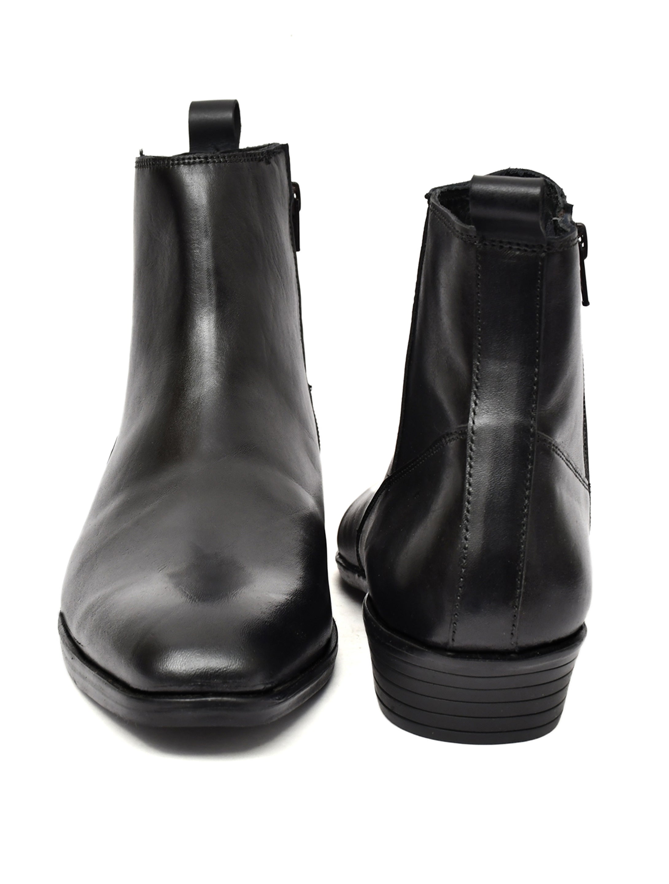 Men's Black Leather Zip-Up Ankle Boots