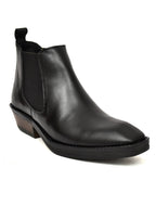 Men's Black Leather Chelsea Ankle Boots with Stacked Heel
